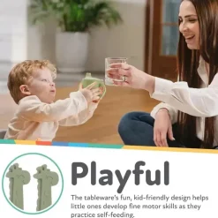 Nuby - Garfo e Colher Girafa de Silicone em Aço Inoxidável - Verde