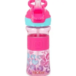 Nuby - Garrafa Flip-It Reflex, Leopardo Rosa