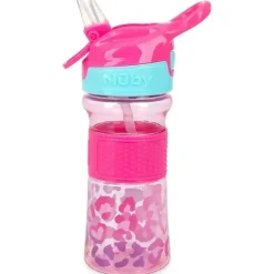 Nuby - Garrafa Flip-It Reflex, Leopardo Rosa