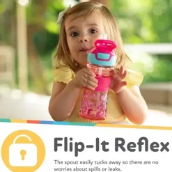 Nuby - Garrafa Flip-It Reflex, Leopardo Rosa