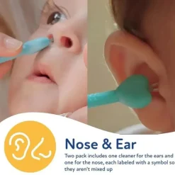 Nuby - Limpador de ouvido e nariz 2Pk com estojo, menino