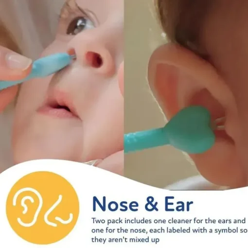 Nuby - Limpador de ouvido e nariz 2Pk com estojo, menino