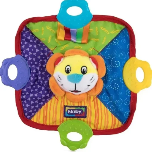 Nuby - Manta de dentição com cabeça de leão e urso de silicone
