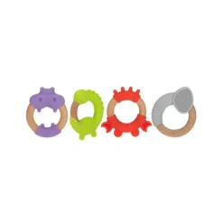 Nuby - Mordedores de silicone/madeira, sortidos 1 pacote