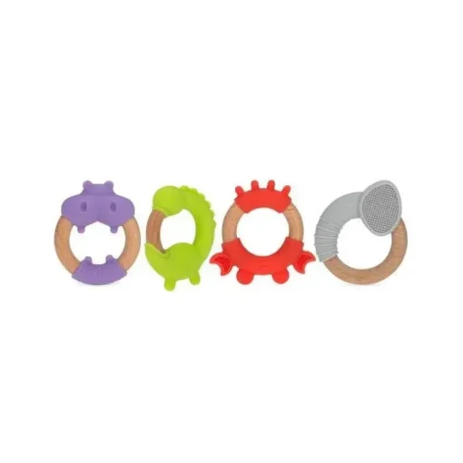 Nuby - Mordedores de silicone/madeira, sortidos 1 pacote