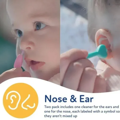 Nuby - 2Pk limpador de orelhas e nariz para bebês com estojo