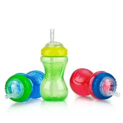Nuby - 1Pk 10Oz Ns Flexi Straw Cup, cores sortidas