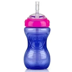 Nuby - 1Pk 10Oz Ns Flexi Straw Cup, cores sortidas