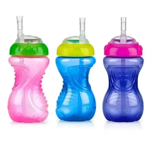 Nuby - 1Pk 10Oz Ns Flexi Straw Cup, cores sortidas