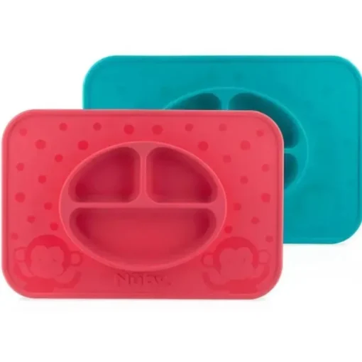Nuby - Placema de alimentação seccionado de silicone, cores sortidas
