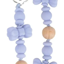 Nuby - Porta-chupeta com miçangas de silicone/madeira e clipe de aço inoxidável, gravata borboleta