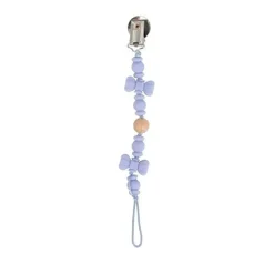 Nuby - Porta-chupeta com miçangas de silicone/madeira e clipe de aço inoxidável, gravata borboleta