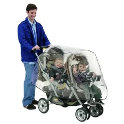 Nuby - Proteção contra intempéries para carrinho tandem, capa de plástico transparente