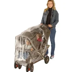 Nuby - Proteção contra intempéries para carrinho tandem, capa de plástico transparente