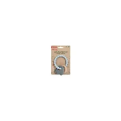 Nuby - Pulseira de Dentição de Silicone e Madeira, Cinza