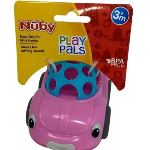 Nuby - Rattle Pals, carro rosa