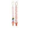 Nuby - Suporte para clipe de chupeta de tecido estampado 2 unidades para meninas com clipe de plástico, pêssego