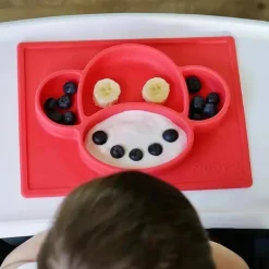 Nuby - Sure Grip Mini Placemat de Silicone, Macaco Vermelho