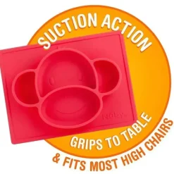 Nuby - Sure Grip Mini Placemat de Silicone, Macaco Vermelho