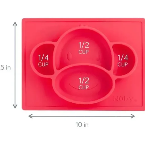 Nuby - Sure Grip Mini Placemat de Silicone, Macaco Vermelho