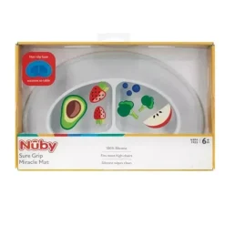 Nuby - Tapete de alimentação de silicone seccionado, cinza