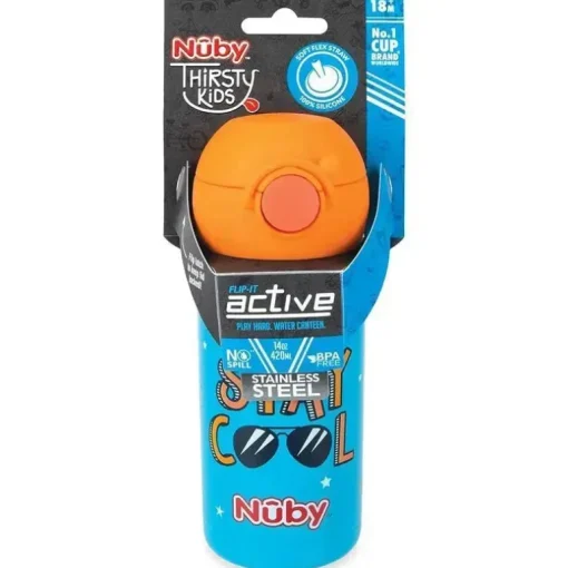 Nuby - Thirsty Kids Aço Inoxidável Flip It Active