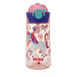 Nuby - Thirsty Kids 15Oz Flip-It Bolt Unicórnios Rosa