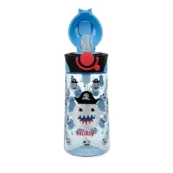 Nuby - Thirsty Kids 15Oz Flip-It Bolt Pirate Sharks Azul
