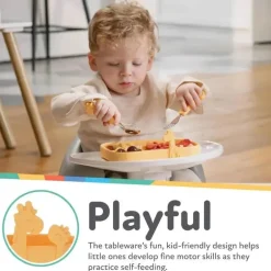 Nuby - Tigela de alimentação para bebê girafa de silicone - Amarela