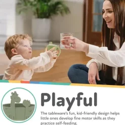 Nuby - Tigela de alimentação para bebê girafa de silicone - Verde