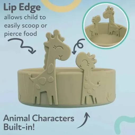 Nuby - Tigela de alimentação para bebê girafa de silicone - Verde