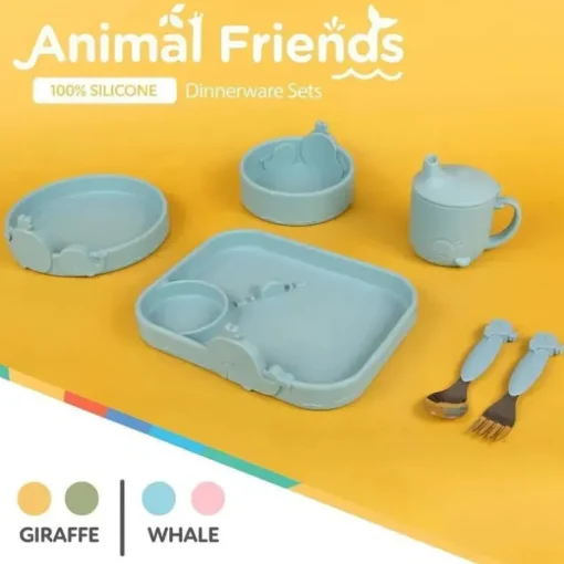 Nuby - Tigela de Alimentação de Baleias em Silicone - Azul