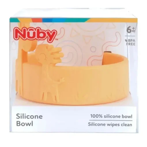 Nuby - Tigela de alimentação para bebê girafa de silicone - Amarela