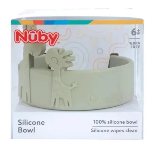 Nuby - Tigela de alimentação para bebê girafa de silicone - Verde
