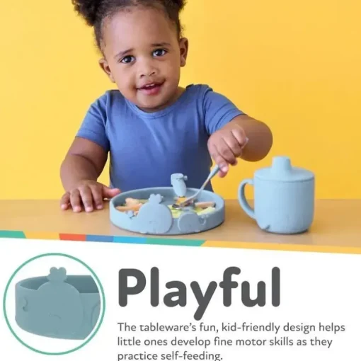 Nuby - Tigela de Alimentação de Baleias em Silicone - Azul