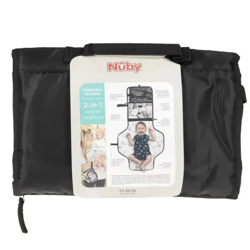Nuby - trocador portátil totalmente preto do Dr. Talbot com estojo