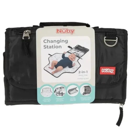 Nuby - trocador portátil totalmente preto do Dr. Talbot com estojo