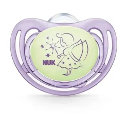 Nuk - 2 Pk Chupeta Fluxo de Ar Brilho no Escuro, Menina, Tamanho 2