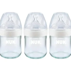NUK - 3 unidades de mamadeiras de vidro simplesmente natural, 4 onças