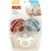 NUK - Chupeta de silicone confortável, 0-6 meses, tons terrosos, pacote com 3