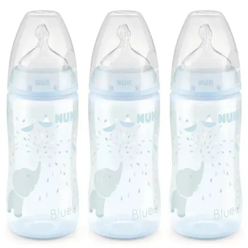 Nuk - garrafa anticólica de fluxo suave de 10 onças, elefante azul 3 unidades