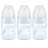 Nuk - Garrafa para bebê menino de 5 onças e 3 unidades com fluxo suave