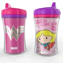 Nuk - Liga da Justiça Isolado Bico Duro Sippy Cup 9 Oz 2 Pk, Garota