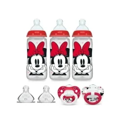 Nuk - Pacote de conjunto de mamadeira e chupeta Minnie Mouse para recém-nascidos