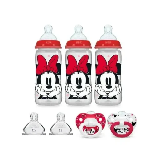 Nuk - Pacote de conjunto de mamadeira e chupeta Minnie Mouse para recém-nascidos