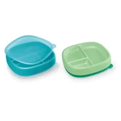Nuk - placas de sucção e tampa, cores sortidas, pacote com 2, mais de 6 meses, azul e verde