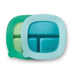 Nuk - placas de sucção e tampa, cores sortidas, pacote com 2, mais de 6 meses, azul e verde