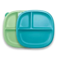Nuk - placas de sucção e tampa, cores sortidas, pacote com 2, mais de 6 meses, azul e verde