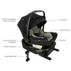 Nuna - Cadeira Auto Infantil Pipa Aire Com Base, Caviar