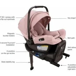 Nuna - PIPA Aire RX Cadeirinha de bebê + PIPA RELX Base com perna de carga, Thistle